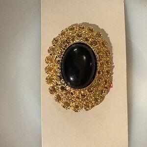 Park Lane Elegant Black and Gold Scarf Clip